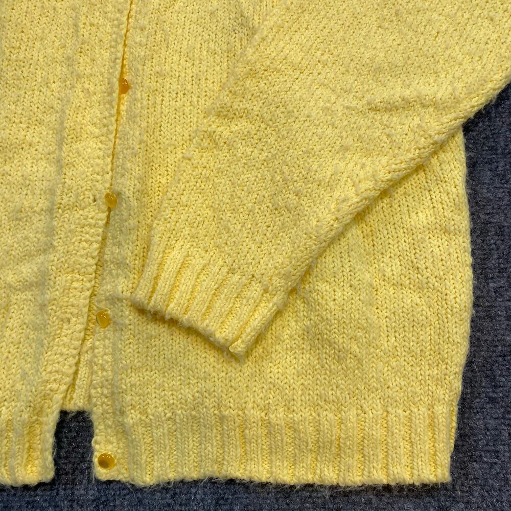 Vintage Appleseeds Womens XL Hand Loomed Yellow Acrylic Granny Cardigan Sweater - Picture 4 of 7